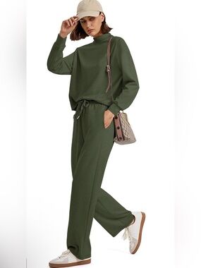 Sampeel Two Piece Sets for Women Mock Neck Matching Sets Loungewear Fall Clothes